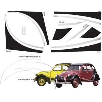 ENSEMBLE ADHÉSIF CHARLESTON (2CV BORDEAUX OU JAUNE)