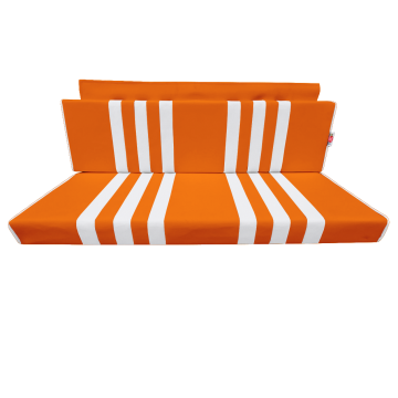 GARNITURE DE BANQUETTE ARRIERE ORANGE RAYÉE BLANCHE POUR MÉHARI