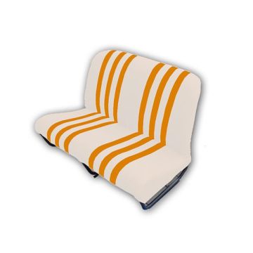 GARNITURE BANQUETTE ARRIERE EN SKAÏ BLANC RAYÉ ORANGE