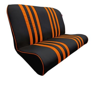 GARNITURE BANQUETTE ARRIERE SKAÏ NOIR RAYE ORANGE